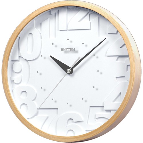 Rhythm(Japan) 3D Numerals With Printing Glass And Silent Silky Move Wall Clock